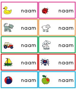 naamkaartjes kleuters leeg
