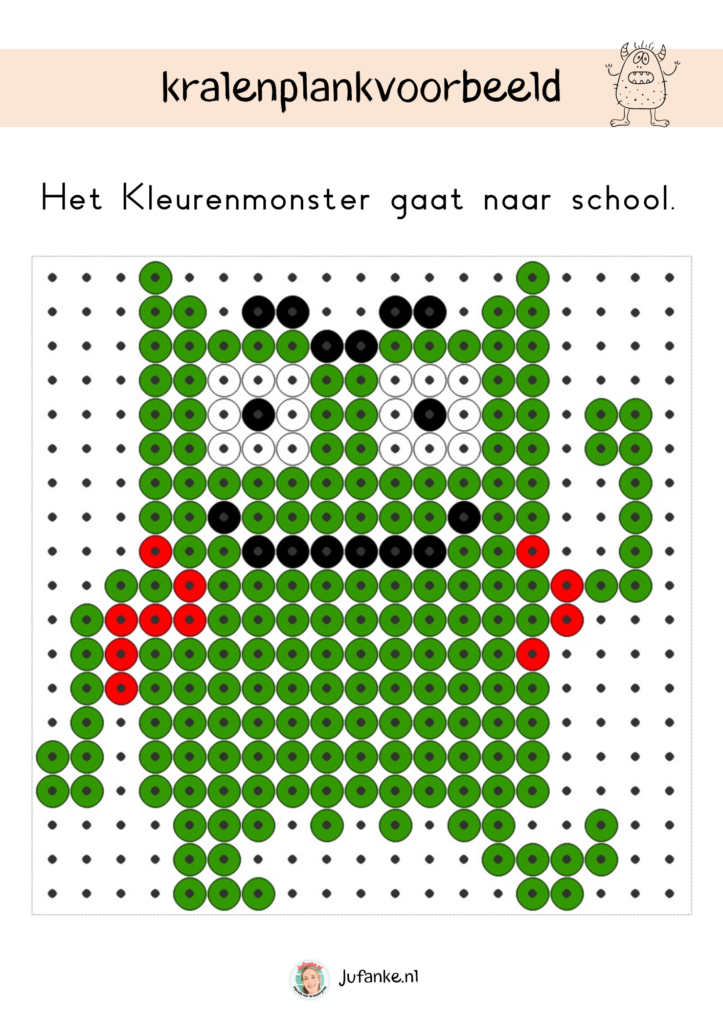 Kralenplankvoorbeelden Het Kleurenmonster (gaat naar school) - Afbeelding 3